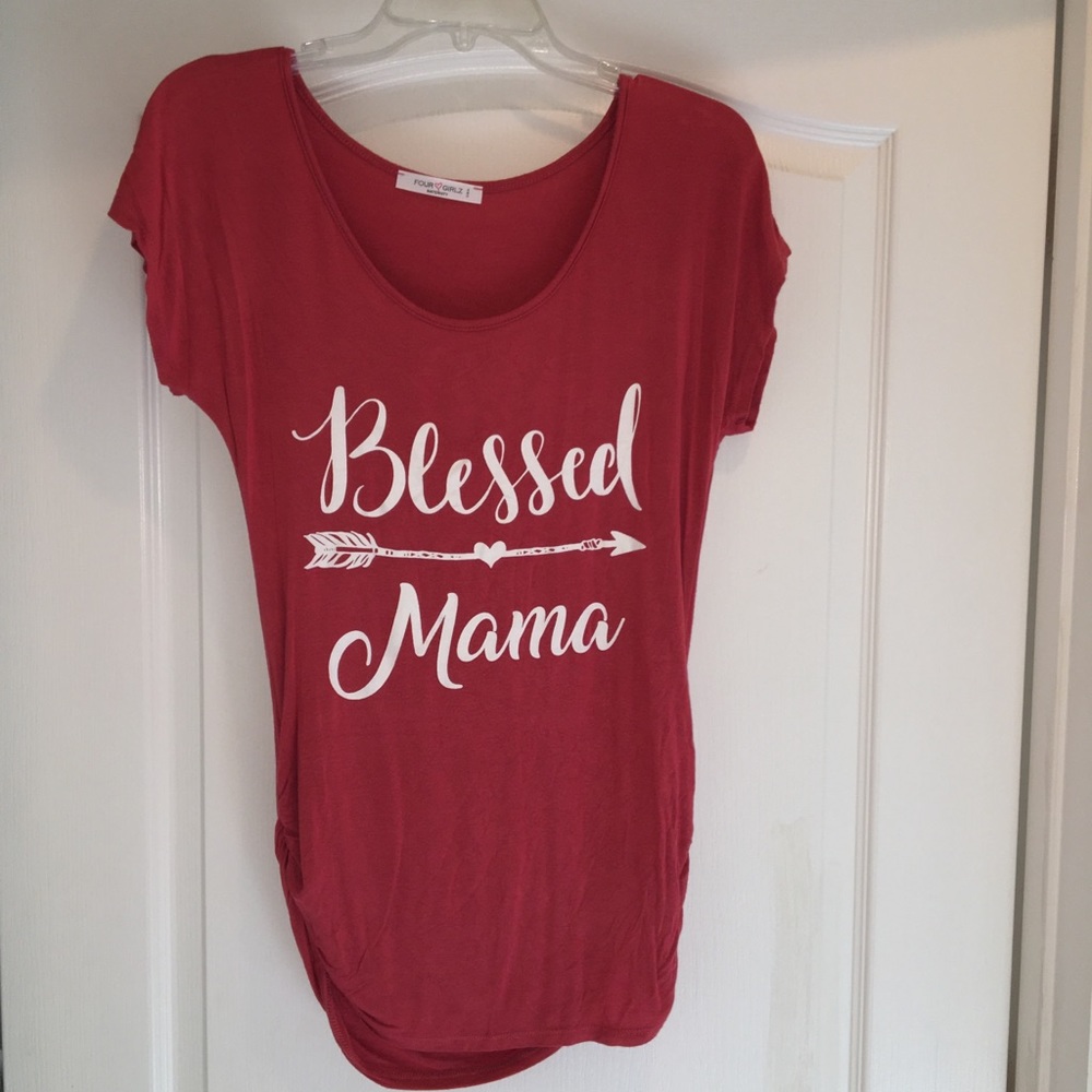 “Blessed Mama” Side Ruched Maternity Shirt